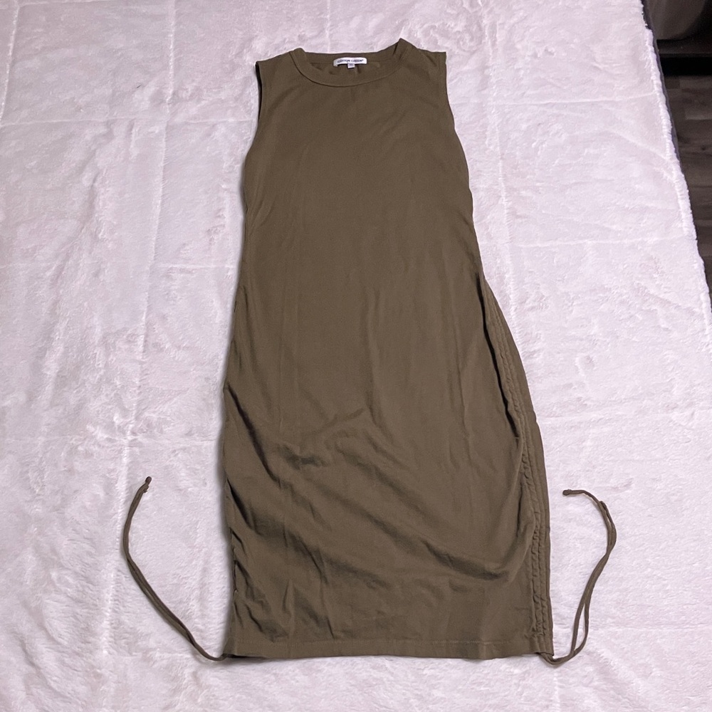 Cotton Citizen Olive Green Sleeveless Side-Tie Midi Dress
